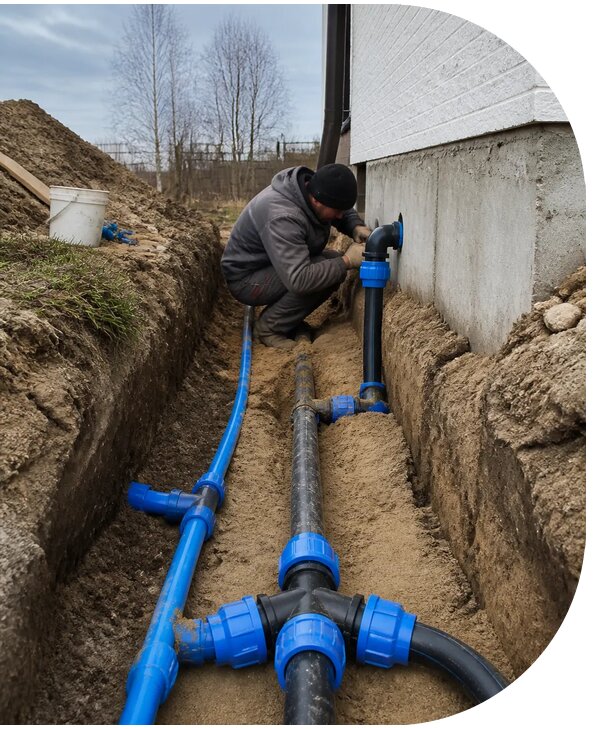 Монтаж наружного водопровода на участке под ключ в Красногорске